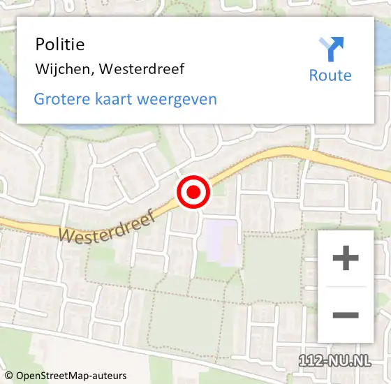 Locatie op kaart van de 112 melding: Politie Wijchen, Westerdreef op 5 januari 2017 08:04