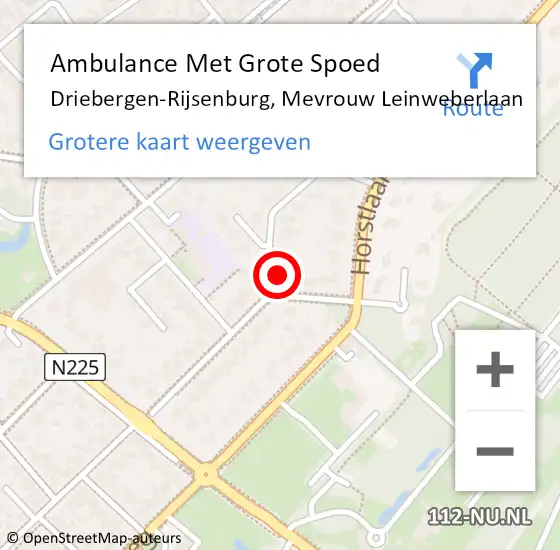 Locatie op kaart van de 112 melding: Ambulance Met Grote Spoed Naar Driebergen-Rijsenburg, Mevrouw Leinweberlaan op 5 januari 2017 08:33