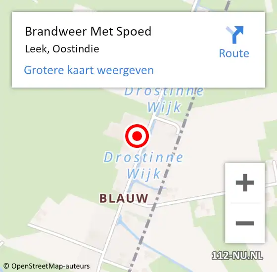 Locatie op kaart van de 112 melding: Brandweer Met Spoed Naar Leek, Oostindie op 6 januari 2014 21:00