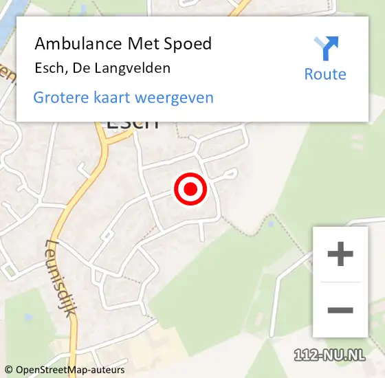 Locatie op kaart van de 112 melding: Ambulance Met Spoed Naar Esch, De Langvelden op 5 januari 2017 09:01