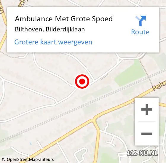 Locatie op kaart van de 112 melding: Ambulance Met Grote Spoed Naar Bilthoven, Bilderdijklaan op 5 januari 2017 09:04