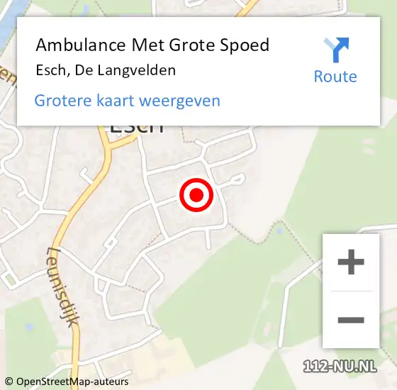 Locatie op kaart van de 112 melding: Ambulance Met Grote Spoed Naar Esch, De Langvelden op 5 januari 2017 09:04