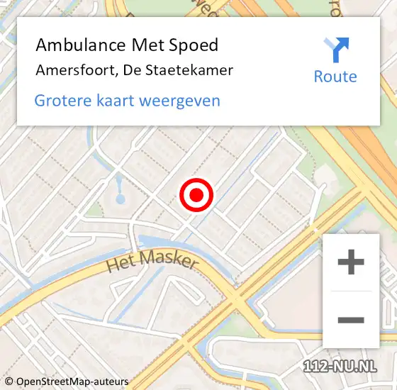 Locatie op kaart van de 112 melding: Ambulance Met Spoed Naar Amersfoort, De Staetekamer op 5 januari 2017 09:25
