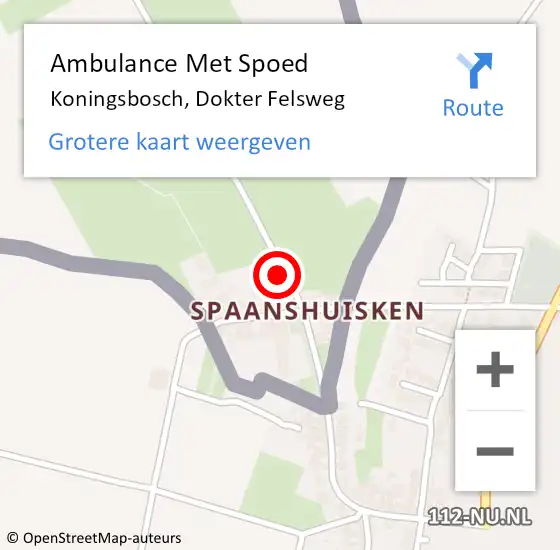 Locatie op kaart van de 112 melding: Ambulance Met Spoed Naar Koningsbosch, Dokter Felsweg op 5 januari 2017 09:39