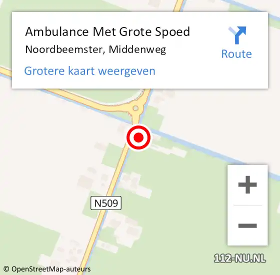 Locatie op kaart van de 112 melding: Ambulance Met Grote Spoed Naar Noordbeemster, Middenweg op 5 januari 2017 09:44