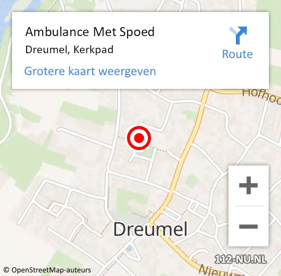 Locatie op kaart van de 112 melding: Ambulance Met Spoed Naar Dreumel, Kerkpad op 5 januari 2017 09:59