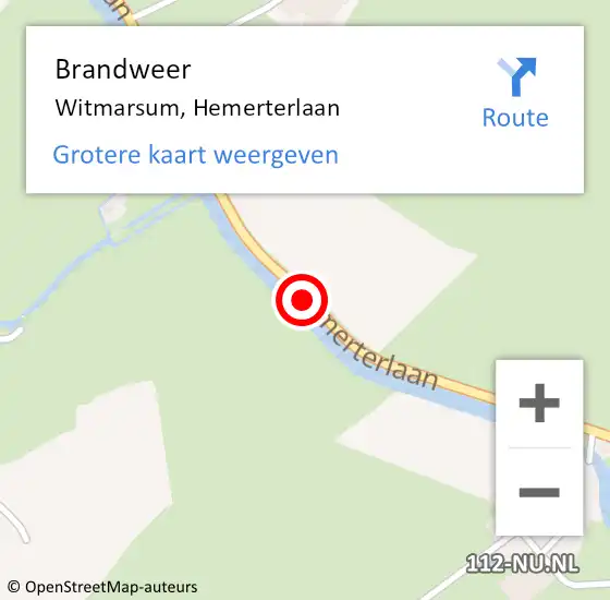 Locatie op kaart van de 112 melding: Brandweer Witmarsum, Hemerterlaan op 5 januari 2017 09:59