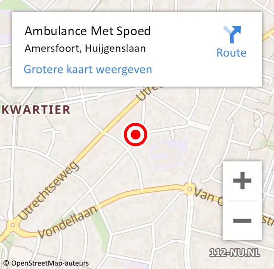 Locatie op kaart van de 112 melding: Ambulance Met Spoed Naar Amersfoort, Huijgenslaan op 5 januari 2017 10:13