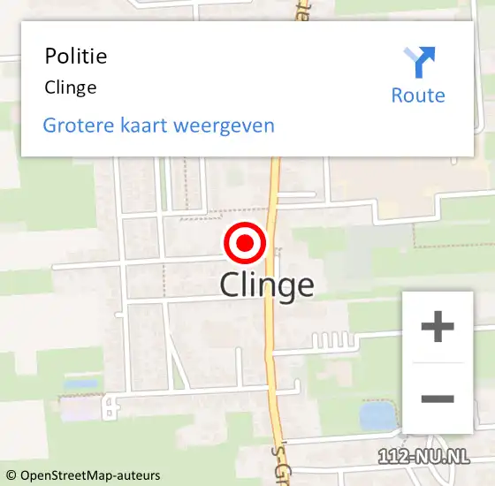 Locatie op kaart van de 112 melding: Politie Clinge op 6 januari 2014 21:19