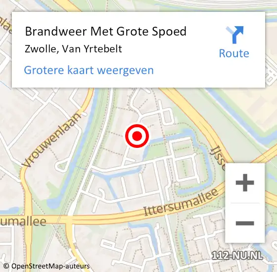 Locatie op kaart van de 112 melding: Brandweer Met Grote Spoed Naar Zwolle, Van Yrtebelt op 5 januari 2017 10:29