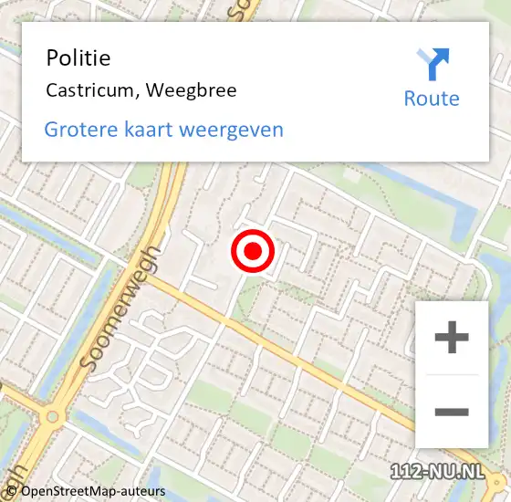 Locatie op kaart van de 112 melding: Politie Castricum, Weegbree op 5 januari 2017 10:30