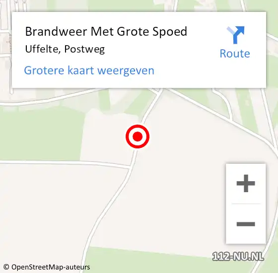 Locatie op kaart van de 112 melding: Brandweer Met Grote Spoed Naar Uffelte, Postweg op 6 januari 2014 21:24