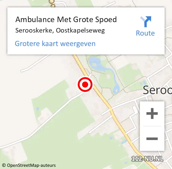 Locatie op kaart van de 112 melding: Ambulance Met Grote Spoed Naar Serooskerke, Oostkapelseweg op 5 januari 2017 10:54