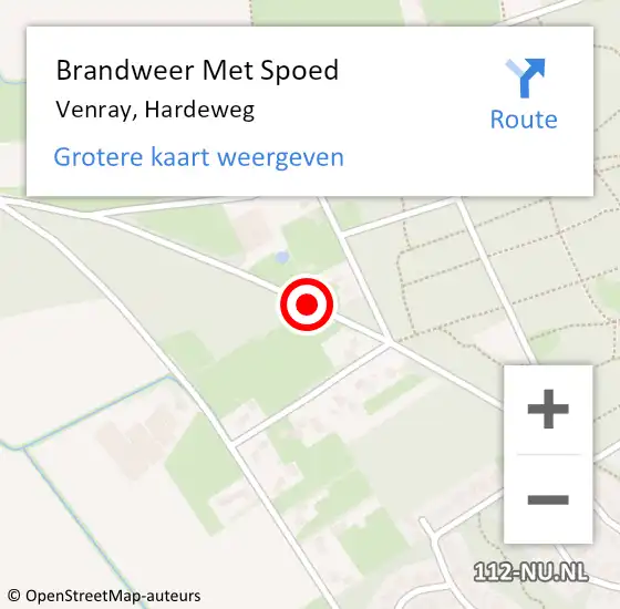 Locatie op kaart van de 112 melding: Brandweer Met Spoed Naar Venray, Hardeweg op 5 januari 2017 11:10