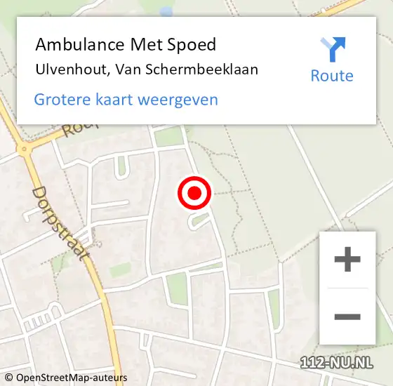 Locatie op kaart van de 112 melding: Ambulance Met Spoed Naar Ulvenhout, Van Schermbeeklaan op 5 januari 2017 11:22