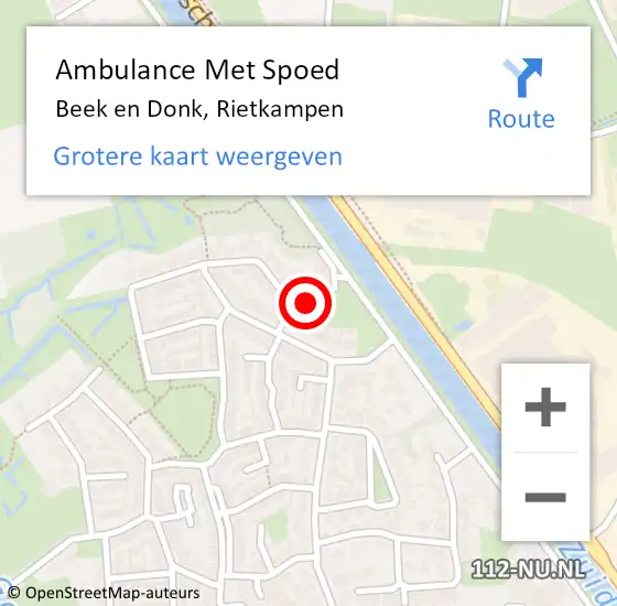 Locatie op kaart van de 112 melding: Ambulance Met Spoed Naar Beek en Donk, Rietkampen op 5 januari 2017 11:45