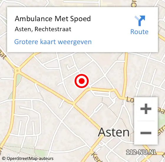 Locatie op kaart van de 112 melding: Ambulance Met Spoed Naar Asten, Rechtestraat op 5 januari 2017 12:02