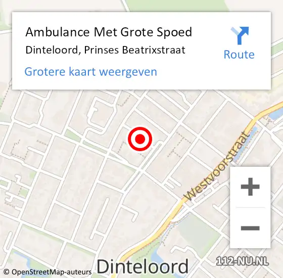 Locatie op kaart van de 112 melding: Ambulance Met Grote Spoed Naar Dinteloord, Prinses Beatrixstraat op 5 januari 2017 12:18