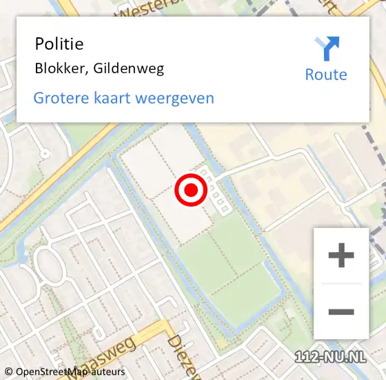 Locatie op kaart van de 112 melding: Politie Blokker, Gildenweg op 5 januari 2017 12:25