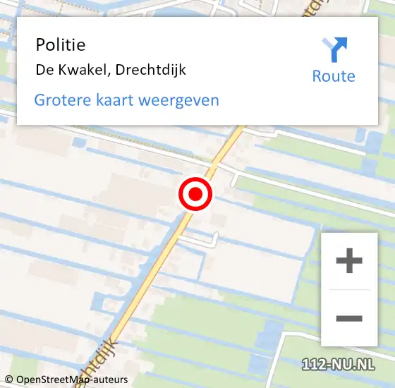 Locatie op kaart van de 112 melding: Politie De Kwakel, Drechtdijk op 5 januari 2017 12:31