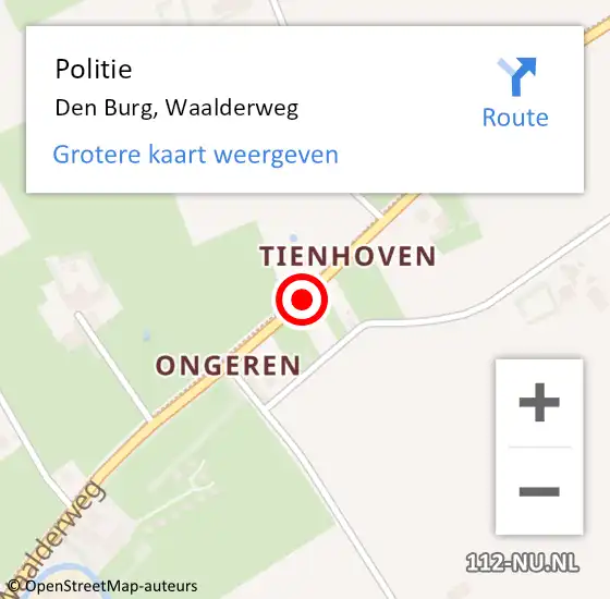 Locatie op kaart van de 112 melding: Politie Den Burg, Waalderweg op 5 januari 2017 12:43