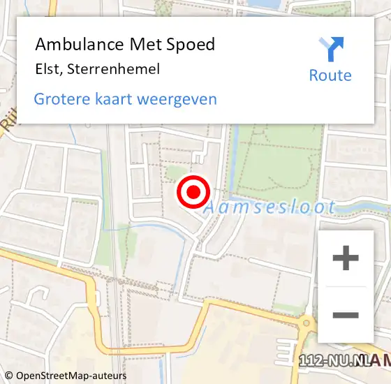 Locatie op kaart van de 112 melding: Ambulance Met Spoed Naar Elst, Sterrenhemel op 5 januari 2017 12:50