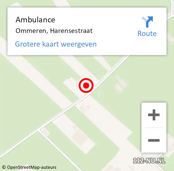 Locatie op kaart van de 112 melding: Ambulance Ommeren, Harensestraat op 5 januari 2017 12:58