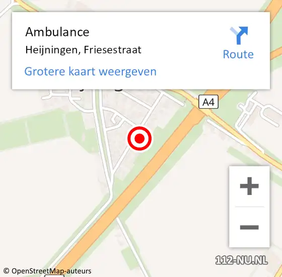 Locatie op kaart van de 112 melding: Ambulance Heijningen, Friesestraat op 5 januari 2017 13:08