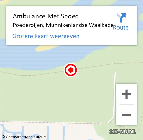 Locatie op kaart van de 112 melding: Ambulance Met Spoed Naar Poederoijen, Munnikenlandse Waalkade op 5 januari 2017 13:11