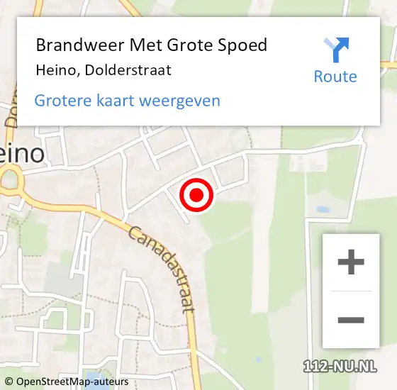 Locatie op kaart van de 112 melding: Brandweer Met Grote Spoed Naar Heino, Dolderstraat op 5 januari 2017 13:15