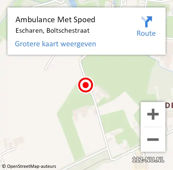 Locatie op kaart van de 112 melding: Ambulance Met Spoed Naar Escharen, Boltschestraat op 5 januari 2017 13:31
