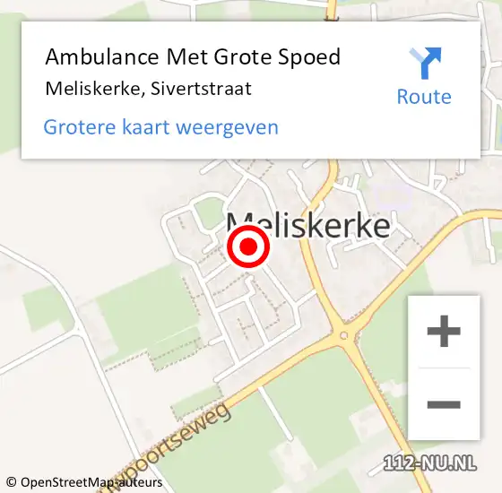 Locatie op kaart van de 112 melding: Ambulance Met Grote Spoed Naar Meliskerke, Sivertstraat op 5 januari 2017 14:05