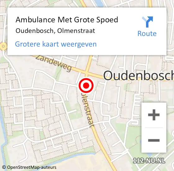 Locatie op kaart van de 112 melding: Ambulance Met Grote Spoed Naar Oudenbosch, Olmenstraat op 5 januari 2017 14:12