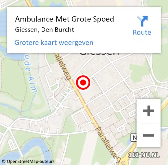 Locatie op kaart van de 112 melding: Ambulance Met Grote Spoed Naar Giessen, Den Burcht op 5 januari 2017 15:00