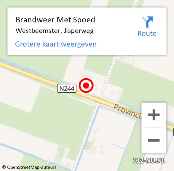 Locatie op kaart van de 112 melding: Brandweer Met Spoed Naar Westbeemster, Jisperweg op 5 januari 2017 15:04