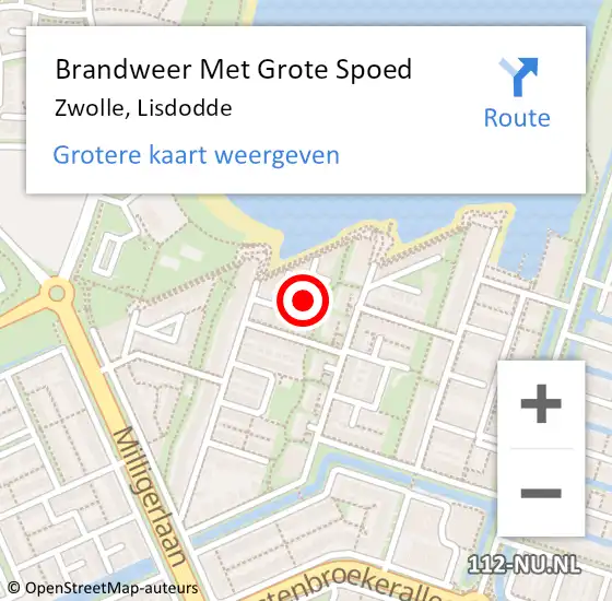 Locatie op kaart van de 112 melding: Brandweer Met Grote Spoed Naar Zwolle, Lisdodde op 5 januari 2017 15:22