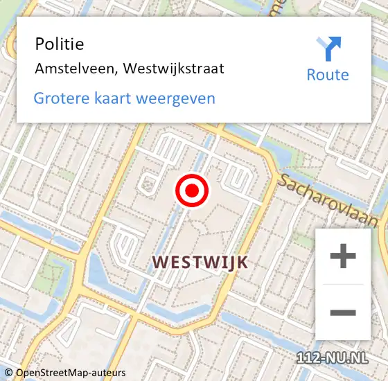 Locatie op kaart van de 112 melding: Politie Amstelveen, Westwijkstraat op 5 januari 2017 16:32