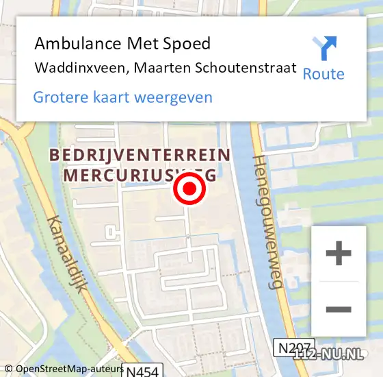 Locatie op kaart van de 112 melding: Ambulance Met Spoed Naar Waddinxveen, Maarten Schoutenstraat op 5 januari 2017 17:28