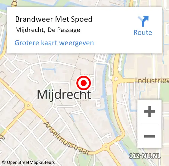 Locatie op kaart van de 112 melding: Brandweer Met Spoed Naar Mijdrecht, De Passage op 5 januari 2017 17:36