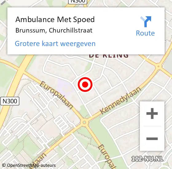 Locatie op kaart van de 112 melding: Ambulance Met Spoed Naar Brunssum, Churchillstraat op 6 januari 2014 23:03