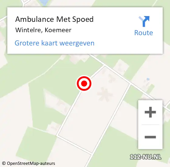 Locatie op kaart van de 112 melding: Ambulance Met Spoed Naar Wintelre, Koemeer op 5 januari 2017 18:21