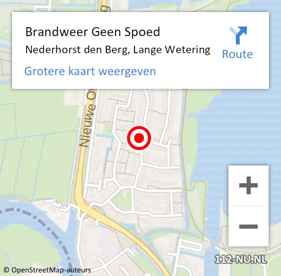 Locatie op kaart van de 112 melding: Brandweer Geen Spoed Naar Nederhorst den Berg, Lange Wetering op 5 januari 2017 18:35