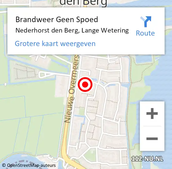 Locatie op kaart van de 112 melding: Brandweer Geen Spoed Naar Nederhorst den Berg, Lange Wetering op 5 januari 2017 18:39