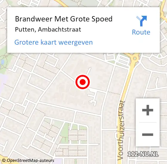 Locatie op kaart van de 112 melding: Brandweer Met Grote Spoed Naar Putten, Ambachtstraat op 5 januari 2017 18:39