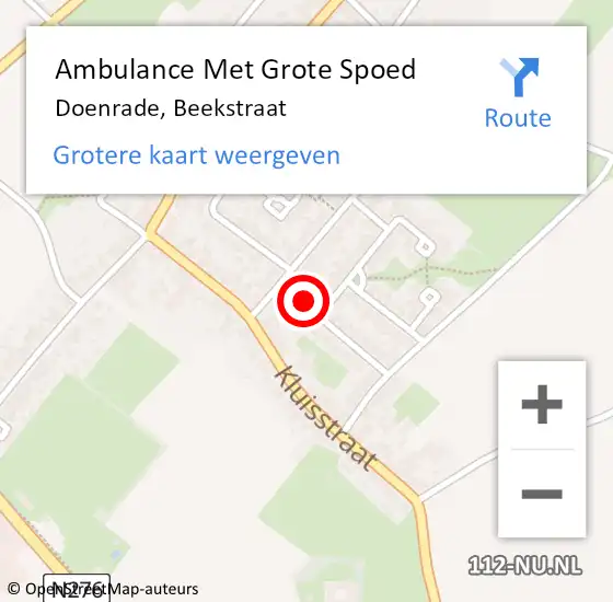 Locatie op kaart van de 112 melding: Ambulance Met Grote Spoed Naar Doenrade, Beekstraat op 6 januari 2014 23:20