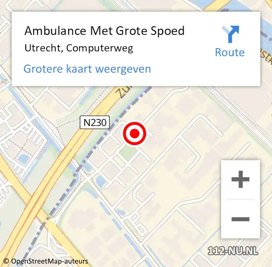 Locatie op kaart van de 112 melding: Ambulance Met Grote Spoed Naar Utrecht, Computerweg op 5 januari 2017 19:10