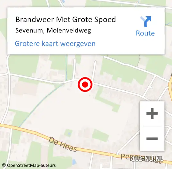 Locatie op kaart van de 112 melding: Brandweer Met Grote Spoed Naar Sevenum, Molenveldweg op 5 januari 2017 19:16