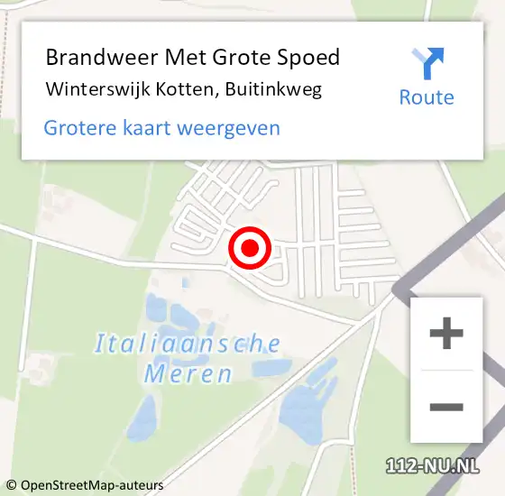 Locatie op kaart van de 112 melding: Brandweer Met Grote Spoed Naar Winterswijk Kotten, Buitinkweg op 5 januari 2017 19:17