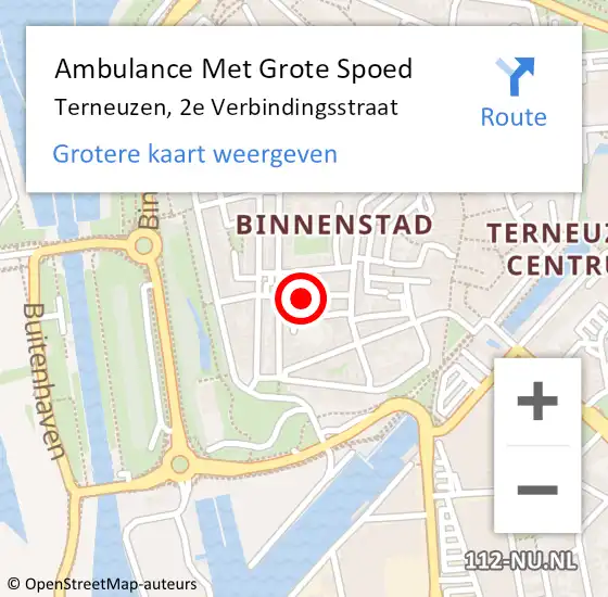 Locatie op kaart van de 112 melding: Ambulance Met Grote Spoed Naar Terneuzen, 2e Verbindingsstraat op 5 januari 2017 19:27