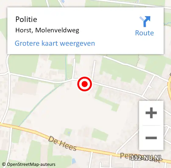 Locatie op kaart van de 112 melding: Politie Horst, Molenveldweg op 5 januari 2017 19:30